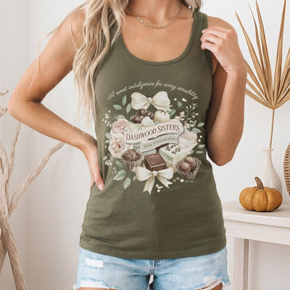 Tank Top Dashwood Sisters Fine Chocolates Sense and Sensibility Women's Racerback Tank Top The Mystic Eden