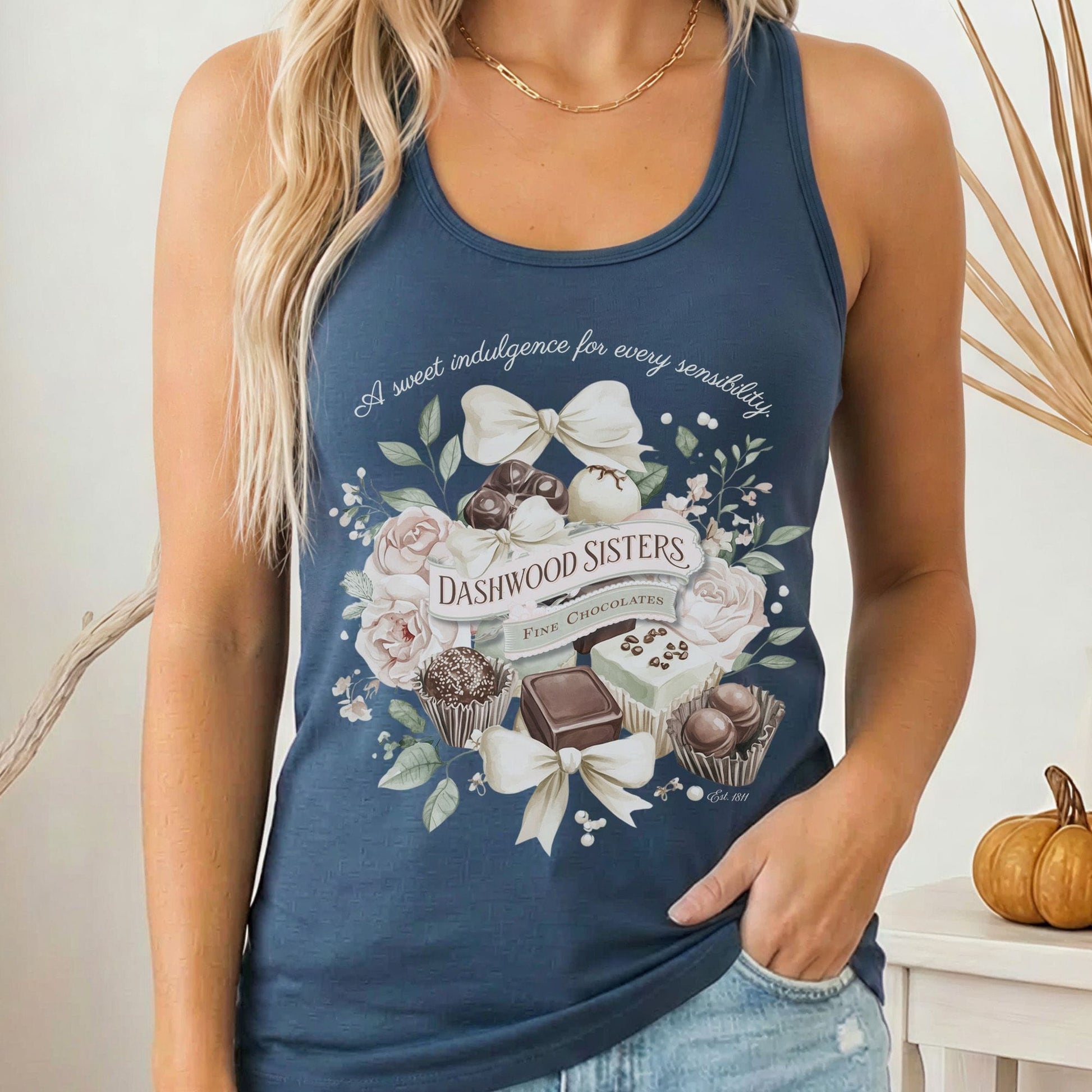Tank Top Dashwood Sisters Fine Chocolates Sense and Sensibility Women's Racerback Tank Top The Mystic Eden