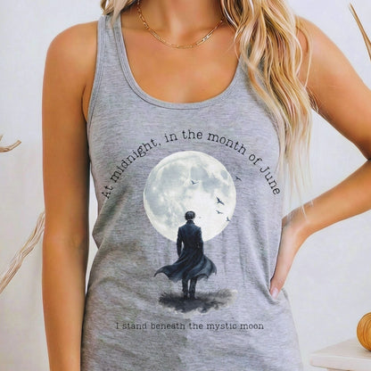 Tank Top Heather Grey / XS At midnight in June Mystic Moon Scene Women's Lightweight Tank Top The Mystic Eden