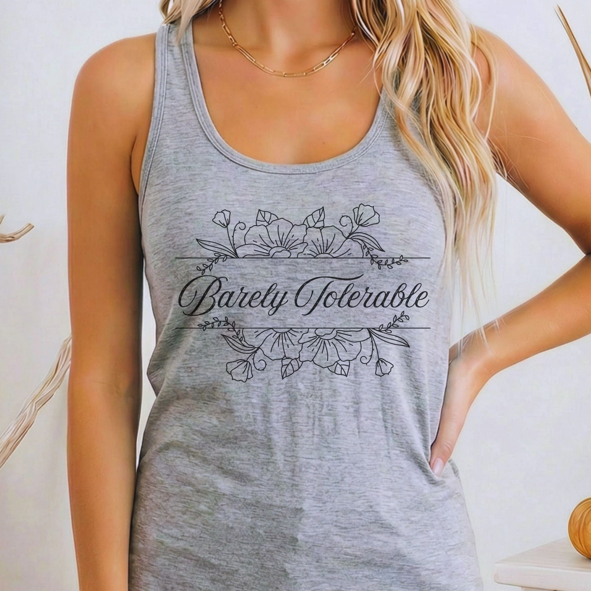 Tank Top Heather Grey / XS Barely Tolerable Jane Austen Women's Racerback Tank Top The Mystic Eden