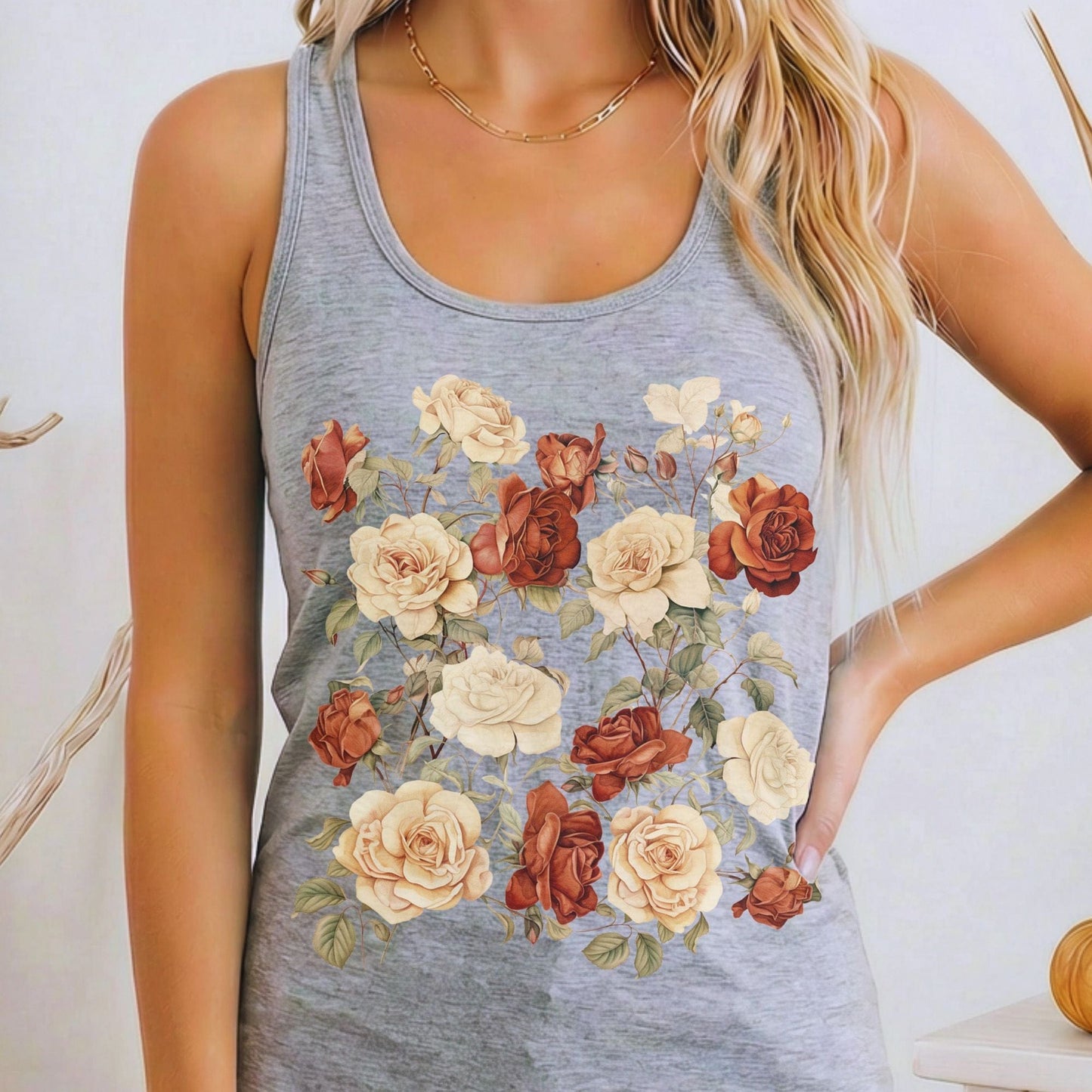 Tank Top Heather Grey / XS Dark Academia Roses Women's Racerback Tank Top The Mystic Eden