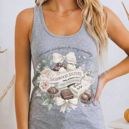 Tank Top Heather Grey / XS Dashwood Sisters Fine Chocolates Sense and Sensibility Women's Racerback Tank Top The Mystic Eden