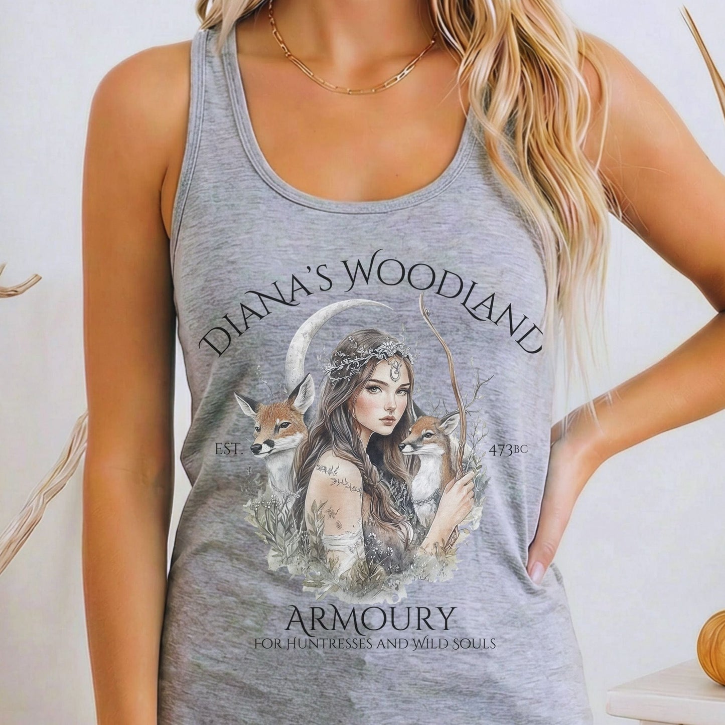 Tank Top Heather Grey / XS Diana's Woodland Armoury Women's Racerback Tank Top The Mystic Eden
