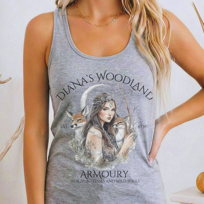 Tank Top Heather Grey / XS Diana's Woodland Armoury Women's Racerback Tank Top The Mystic Eden