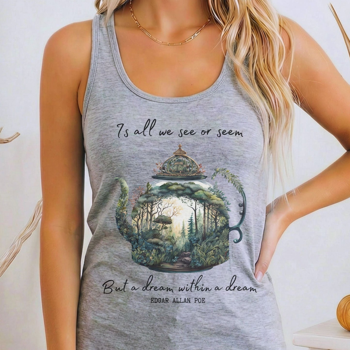 Tank Top Heather Grey / XS Dream Within A Dream Poe Women's Racerback Tank Top The Mystic Eden