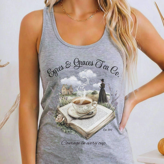 Tank Top Heather Grey / XS Eyres & Graces Tea Co Jane Eyre Women's Racerback Tank Top The Mystic Eden