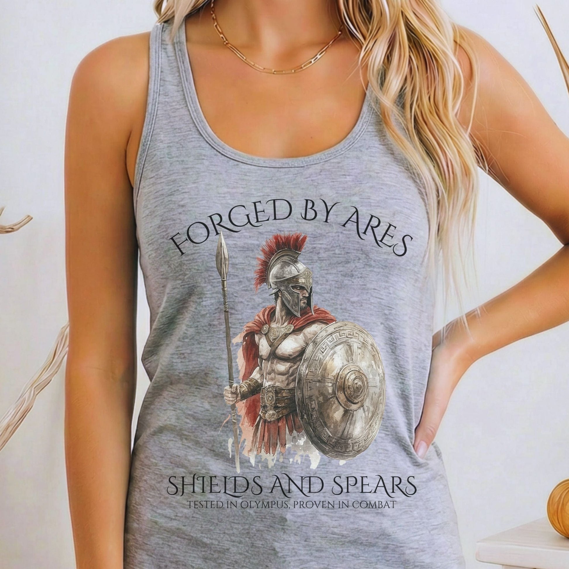 Tank Top Heather Grey / XS Forged By Ares Shields & Spears Women's Racerback Tank Top The Mystic Eden