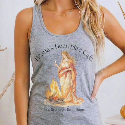 Tank Top Heather Grey / XS Hestia's Hearthfire Café Goddess by the Fire Women's Lightweight Tank Top The Mystic Eden