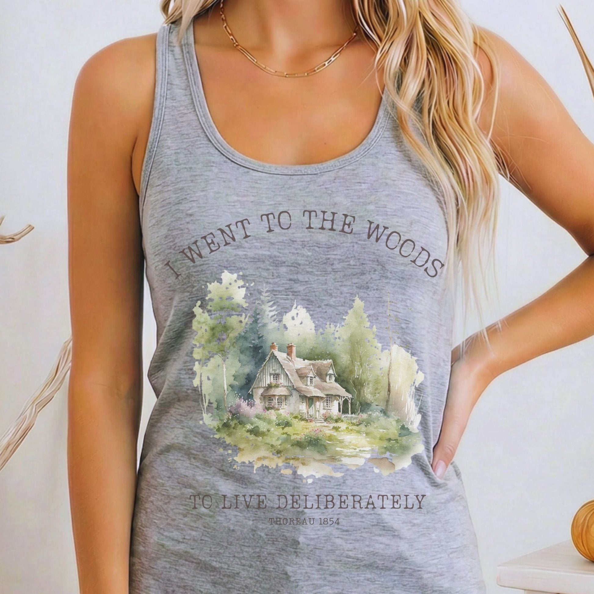 Tank Top Heather Grey / XS I Went To The Woods Thoreau Women's Racerback Lightweight Tank Top The Mystic Eden