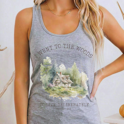 Tank Top Heather Grey / XS I Went To The Woods Thoreau Women's Racerback Lightweight Tank Top The Mystic Eden
