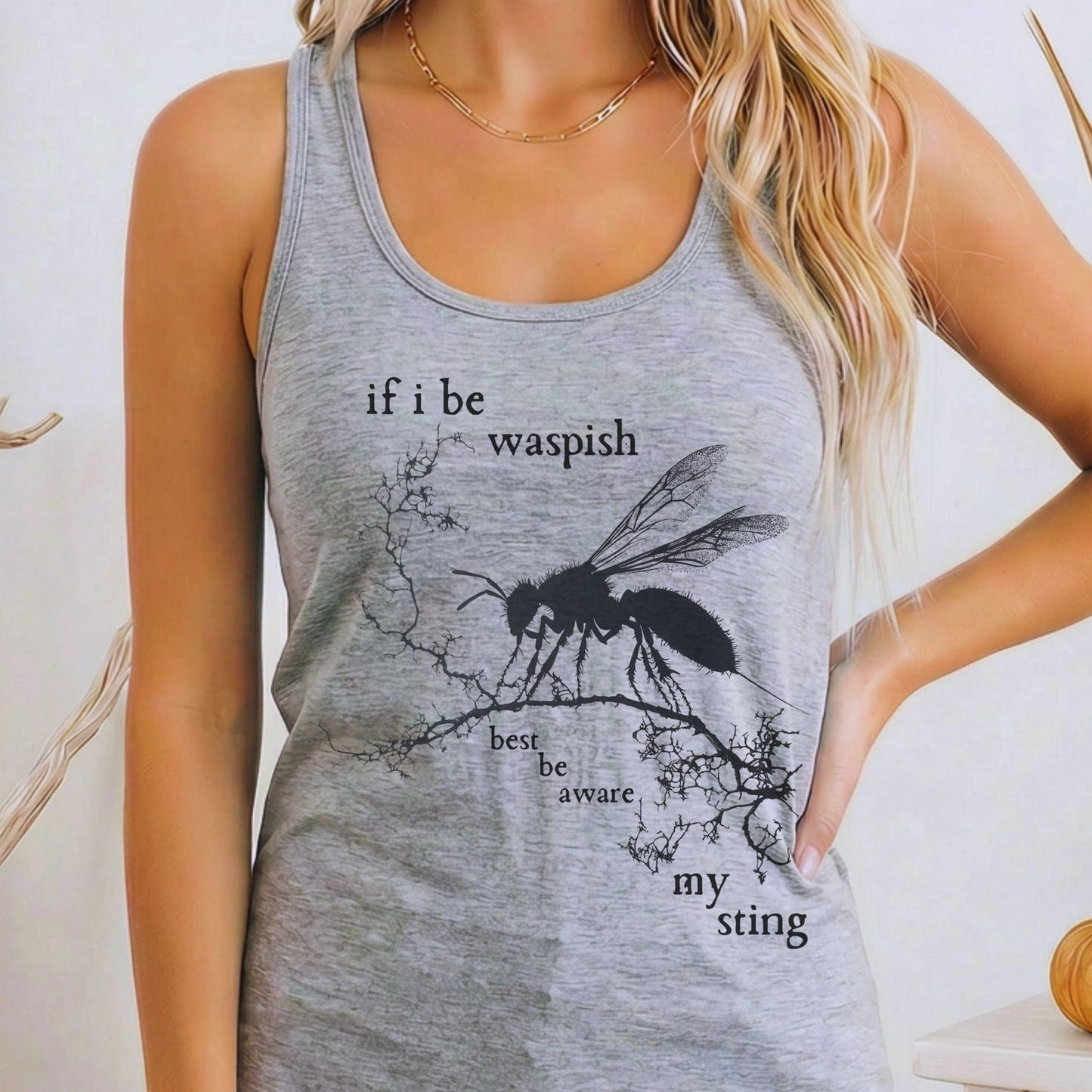 Tank Top Heather Grey / XS If I Be Waspish Best Be Aware My Sting Shakespeare Women's Racerback Tank Top The Mystic Eden