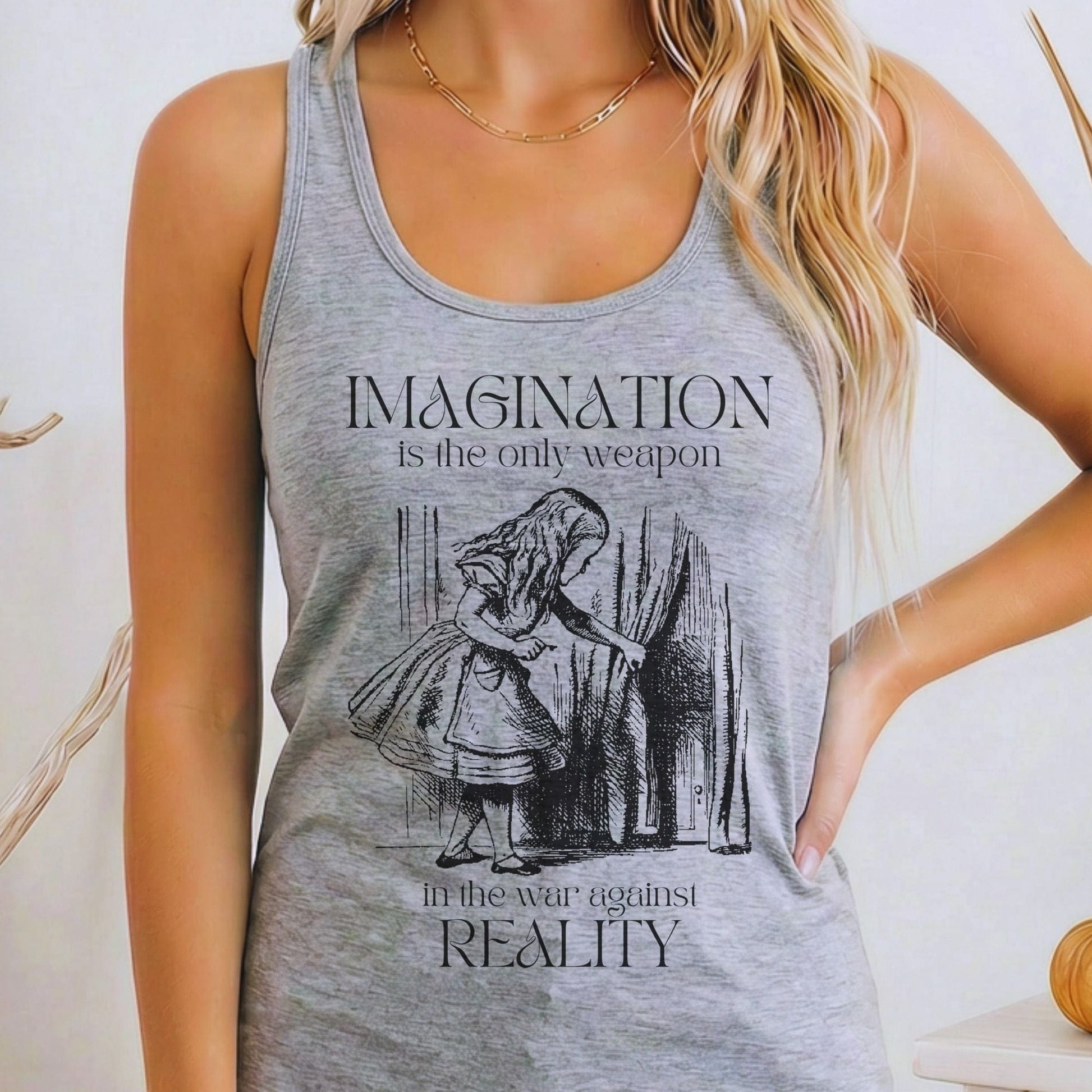 Tank Top Heather Grey / XS Imagination is the Only Weapon in the War Against Reality Women's Racerback Tank Top The Mystic Eden