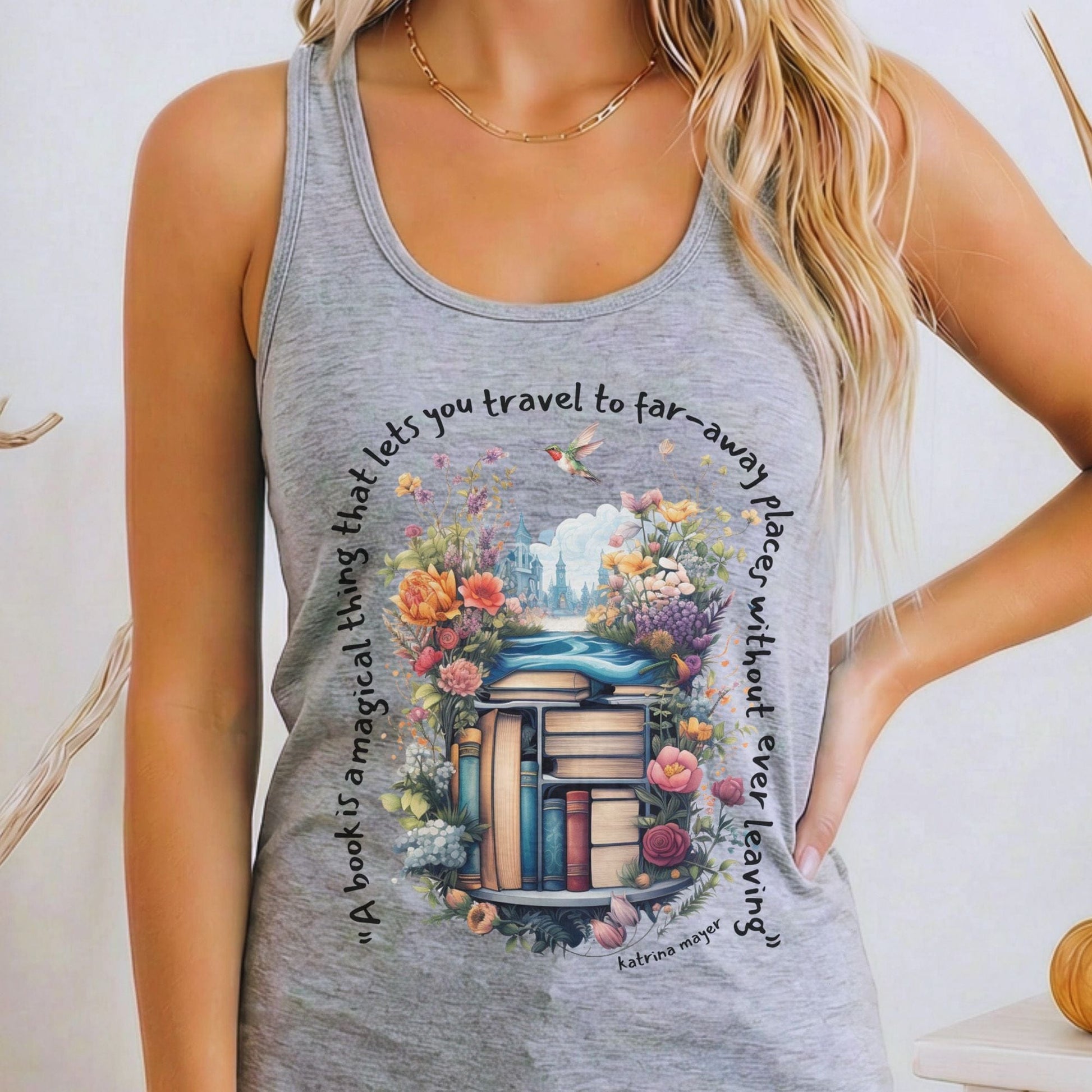 Tank Top Heather Grey / XS Magical Book Women's Racerback Lightweight Tank Top The Mystic Eden