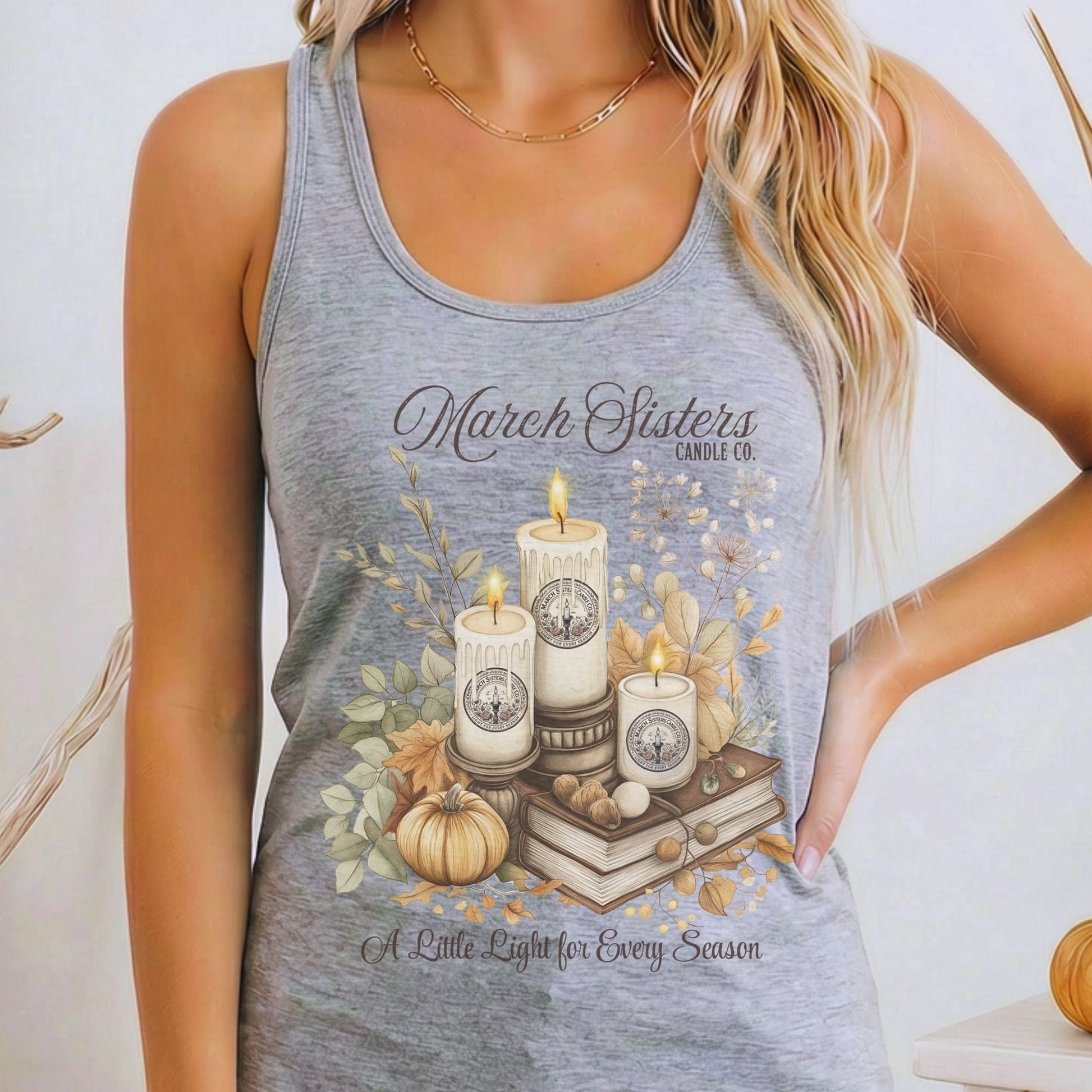 Tank Top Heather Grey / XS March Sisters Candle Co Little Women Racerback Women's Tank Top The Mystic Eden