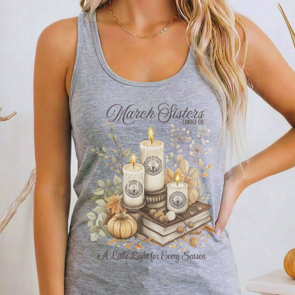 Tank Top Heather Grey / XS March Sisters Candle Co Little Women Racerback Women's Tank Top The Mystic Eden