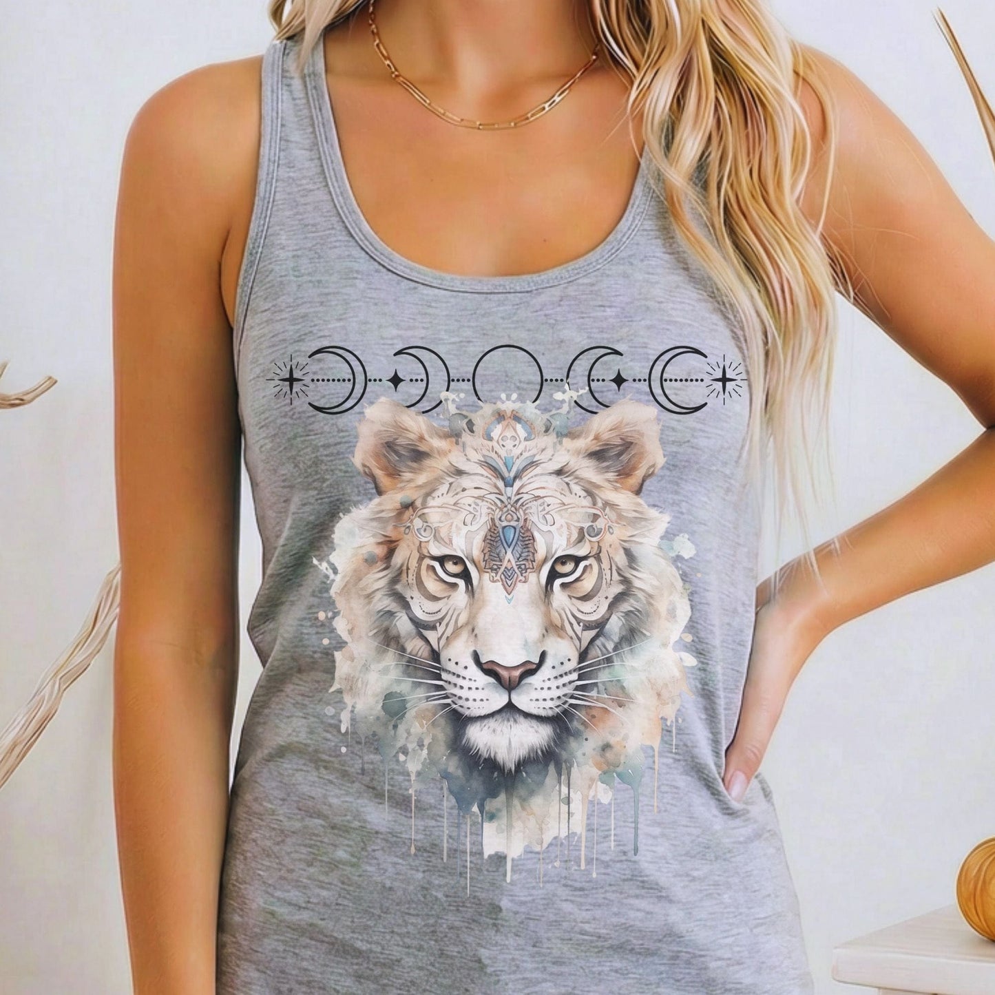 Tank Top Heather Grey / XS Mystical White Tiger Women's Racerback Tank Top The Mystic Eden