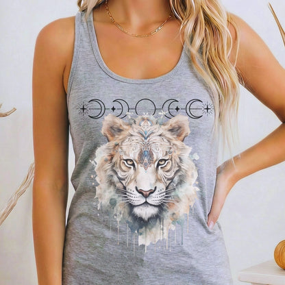 Tank Top Heather Grey / XS Mystical White Tiger Women's Racerback Tank Top The Mystic Eden