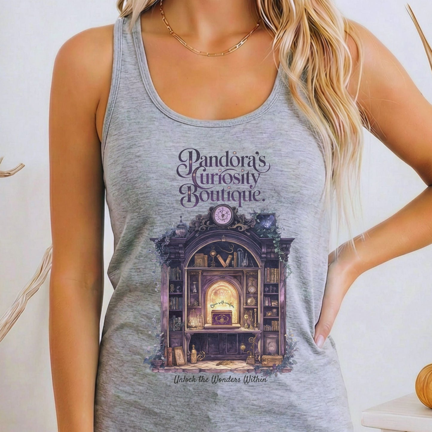 Tank Top Heather Grey / XS Pandora's Curiosity Boutique Women's Racerback Tank Top The Mystic Eden