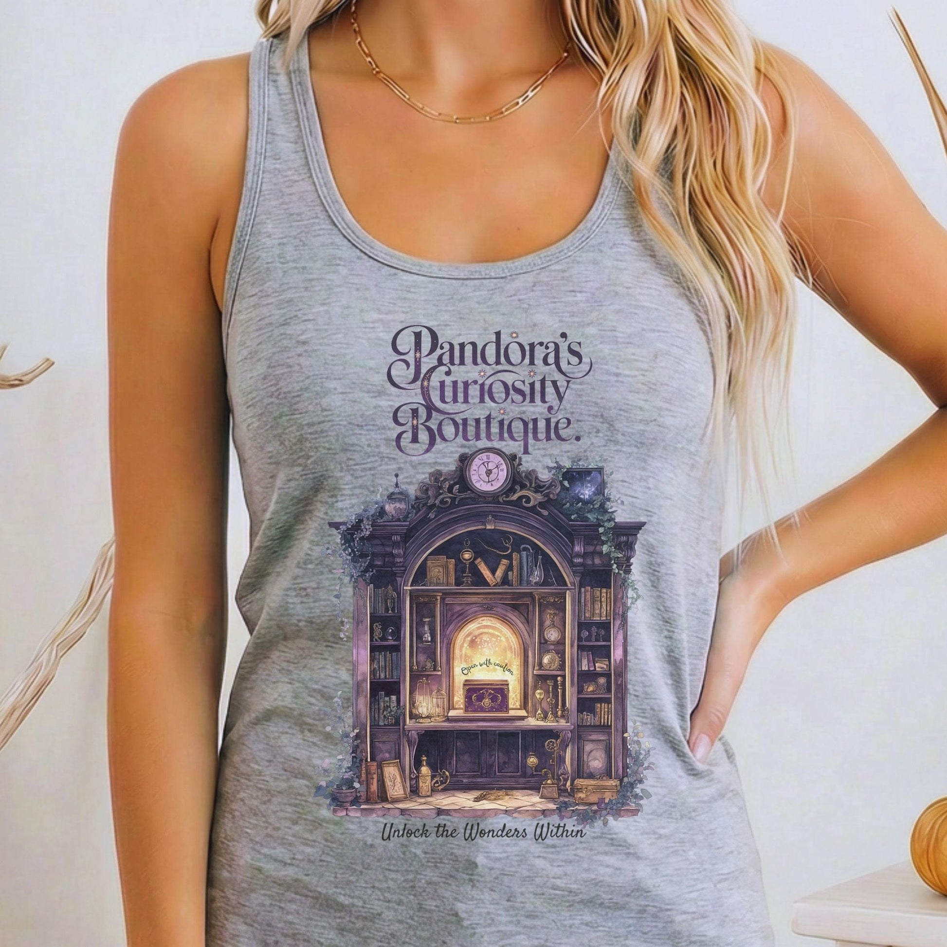 Tank Top Heather Grey / XS Pandora's Curiosity Boutique Women's Racerback Tank Top The Mystic Eden