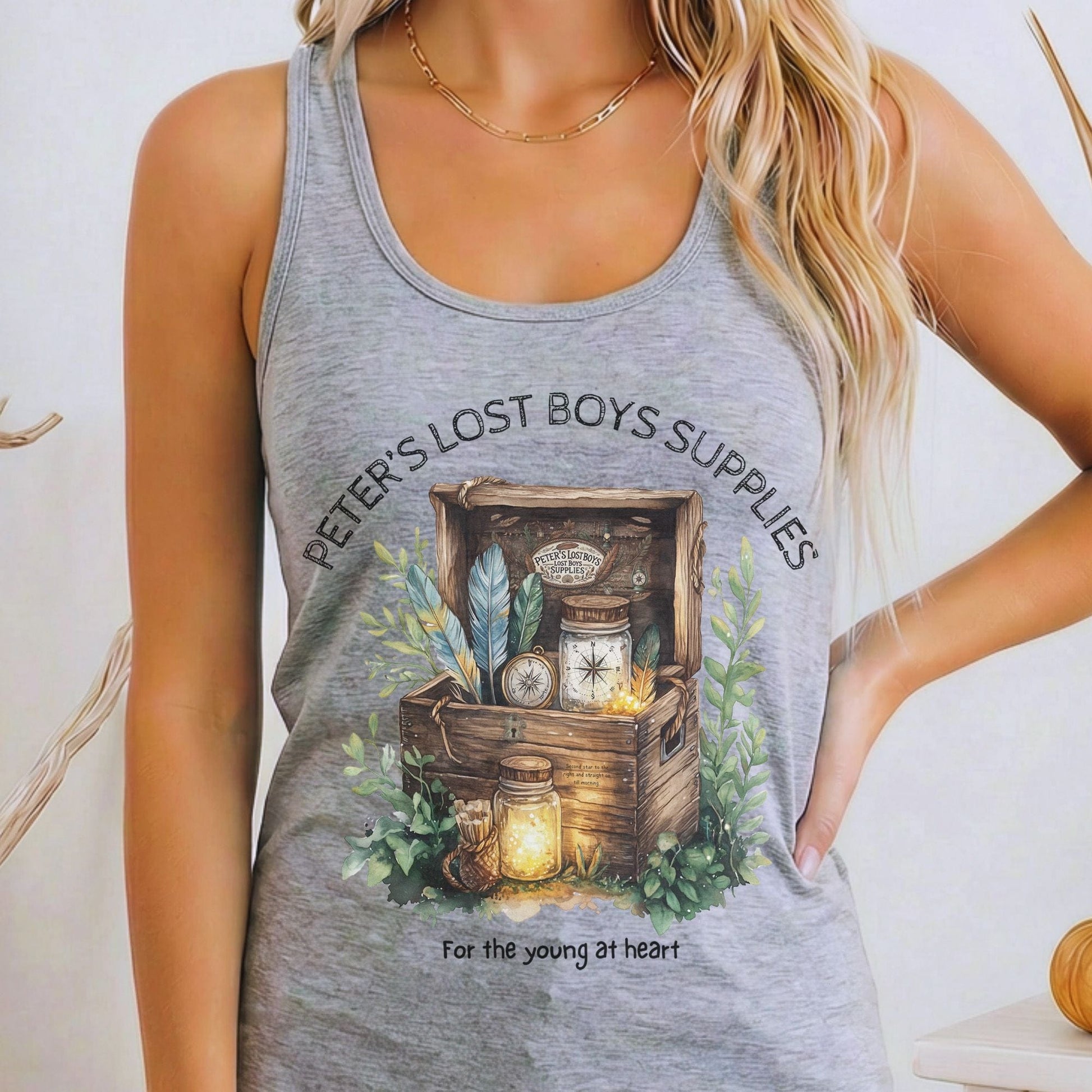 Tank Top Heather Grey / XS Peter's Lost Boys Supplies Shirt Peter Pan Women's Racerback Tank Top The Mystic Eden