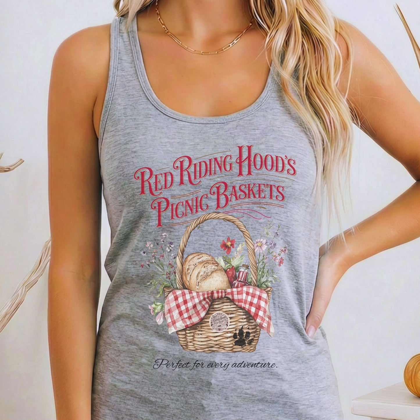 Tank Top Heather Grey / XS Red Riding Hood's Picnic Baskets Women's Racerback Tank Top The Mystic Eden