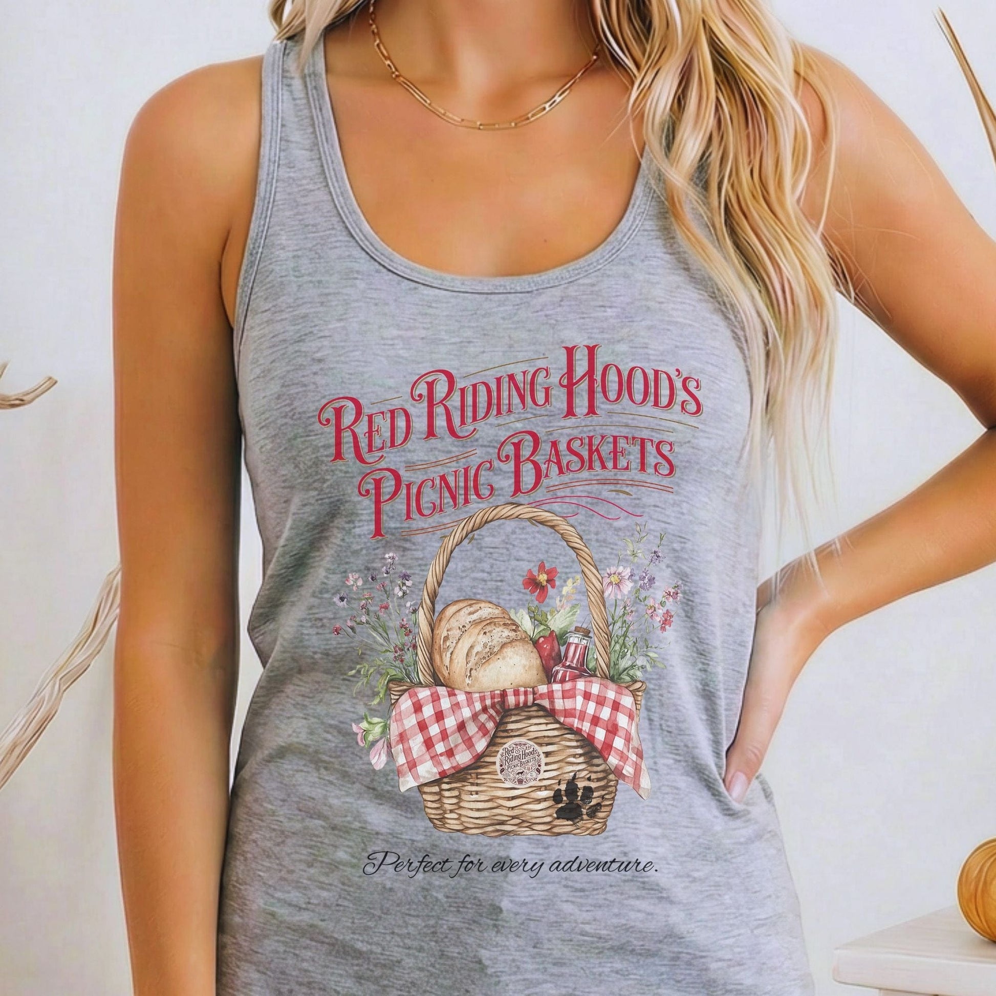 Tank Top Heather Grey / XS Red Riding Hood's Picnic Baskets Women's Racerback Tank Top The Mystic Eden