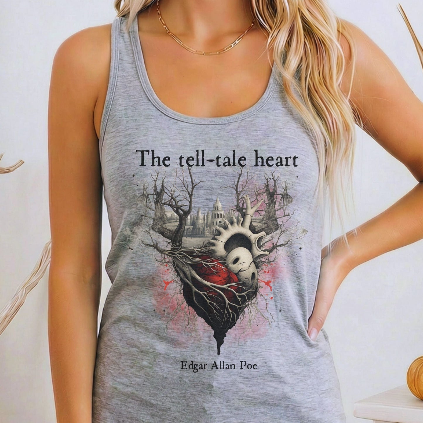 Tank Top Heather Grey / XS The Tell Tale Heart Poe Women's Racerback Tank Top The Mystic Eden
