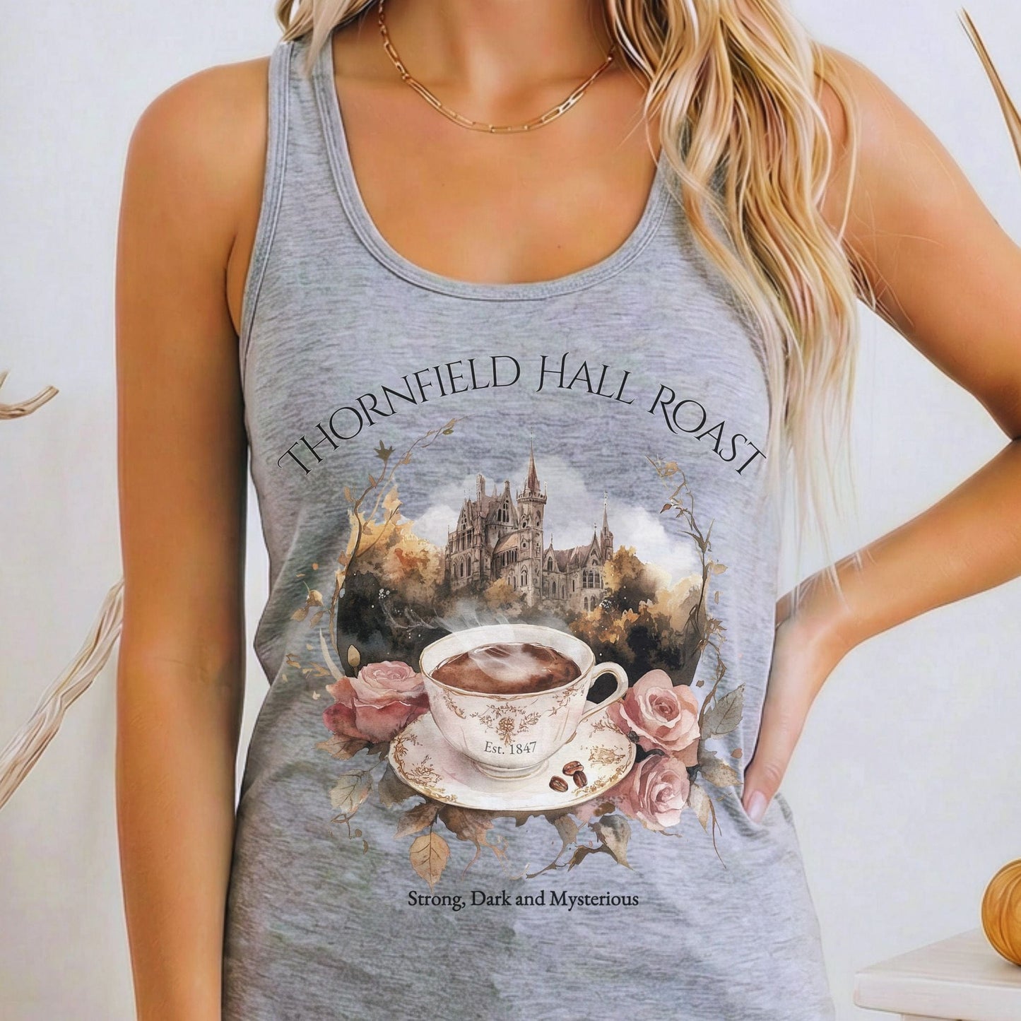 Tank Top Heather Grey / XS Thornfield Hall Roast Jane Eyre Women's Racerback Tank Top The Mystic Eden