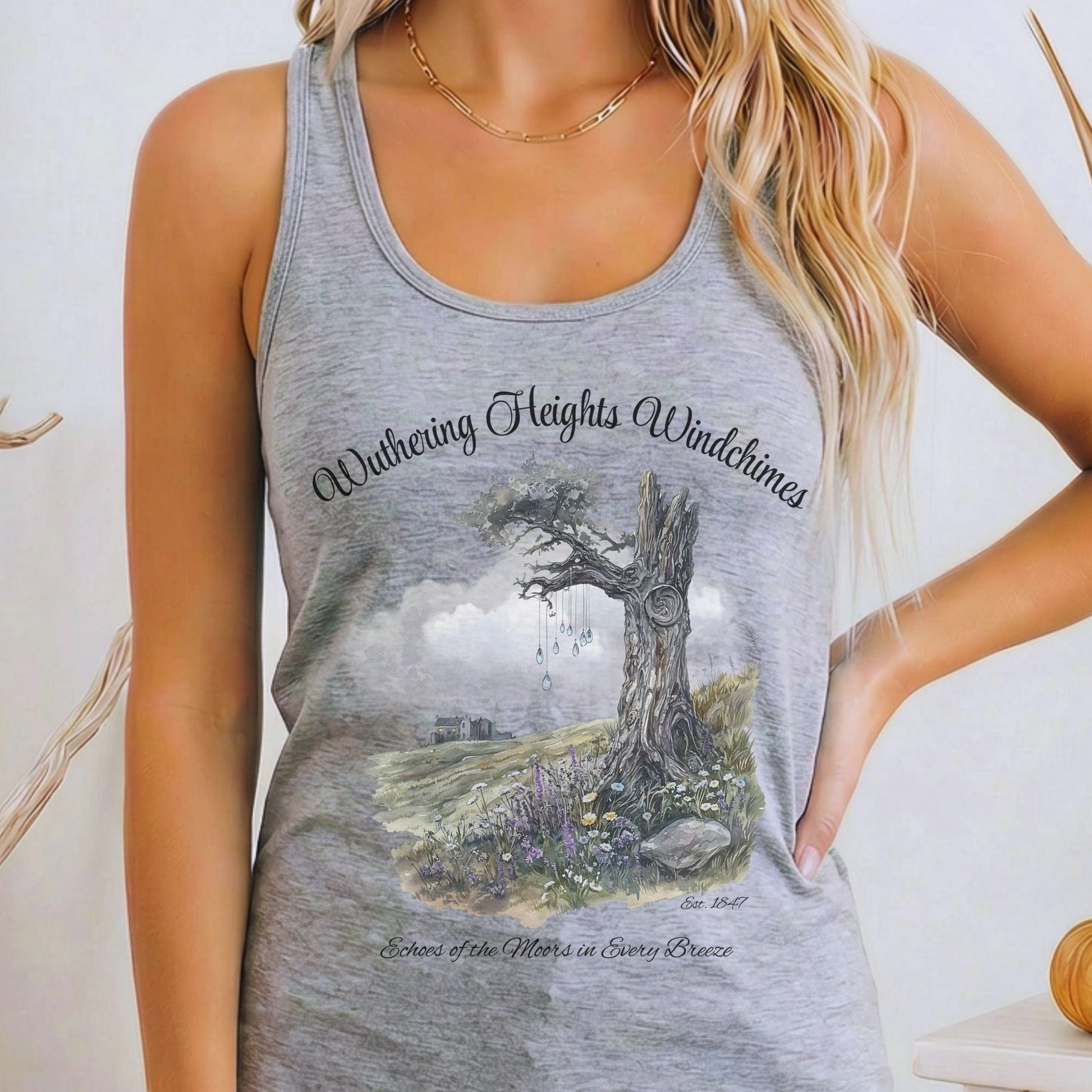 Tank Top Heather Grey / XS Wuthering Heights Windchimes Women's Racerback Tank Top The Mystic Eden