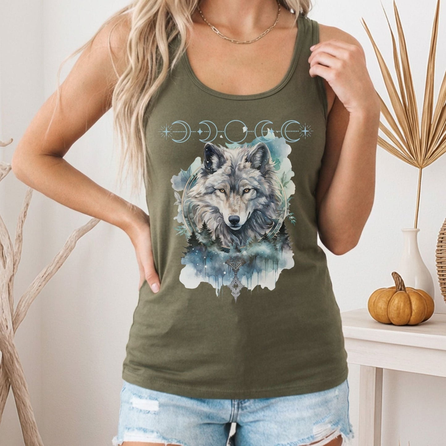 Tank Top Moonlit Wolf Women’s Racerback Tank Top The Mystic Eden