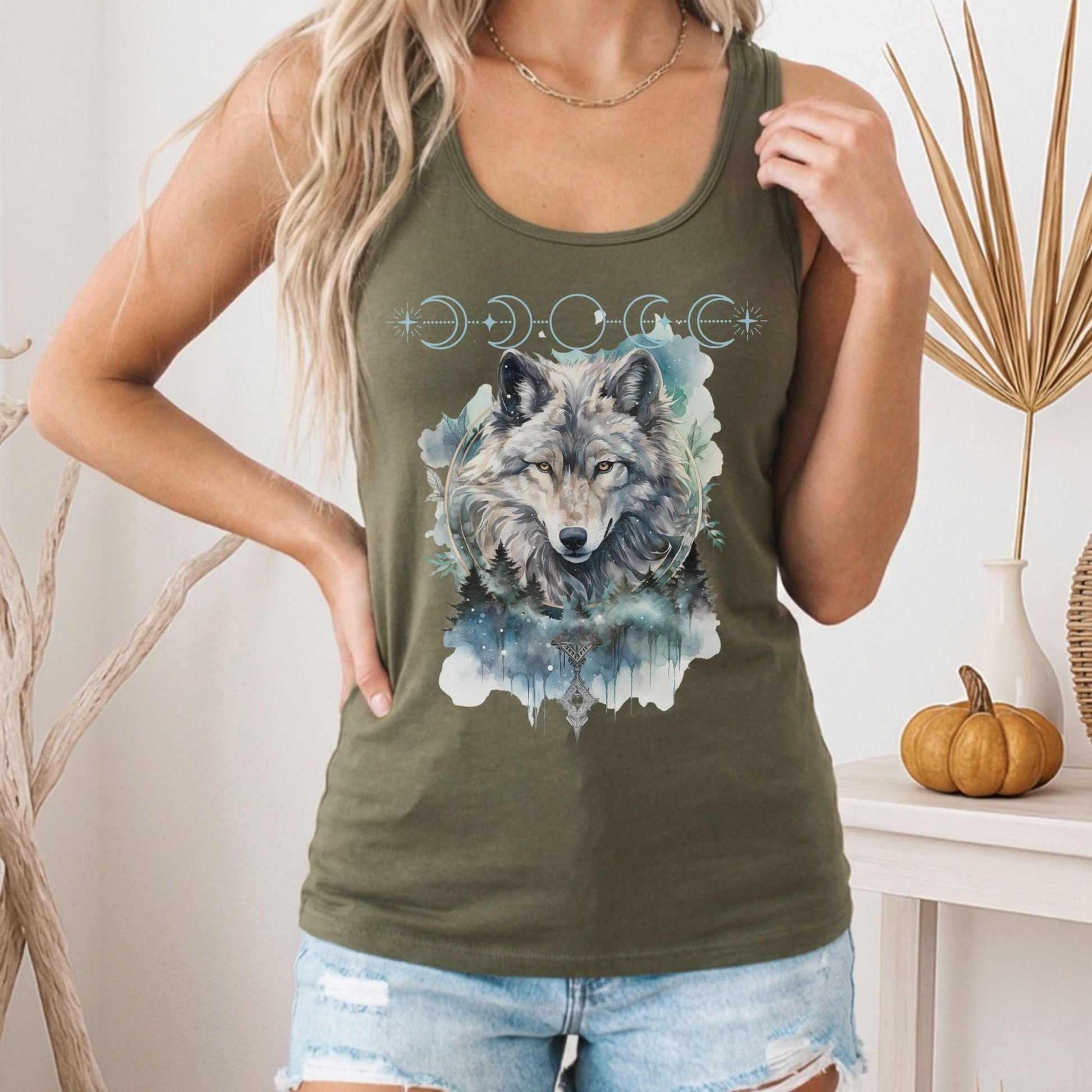 Tank Top Moonlit Wolf Women’s Racerback Tank Top The Mystic Eden