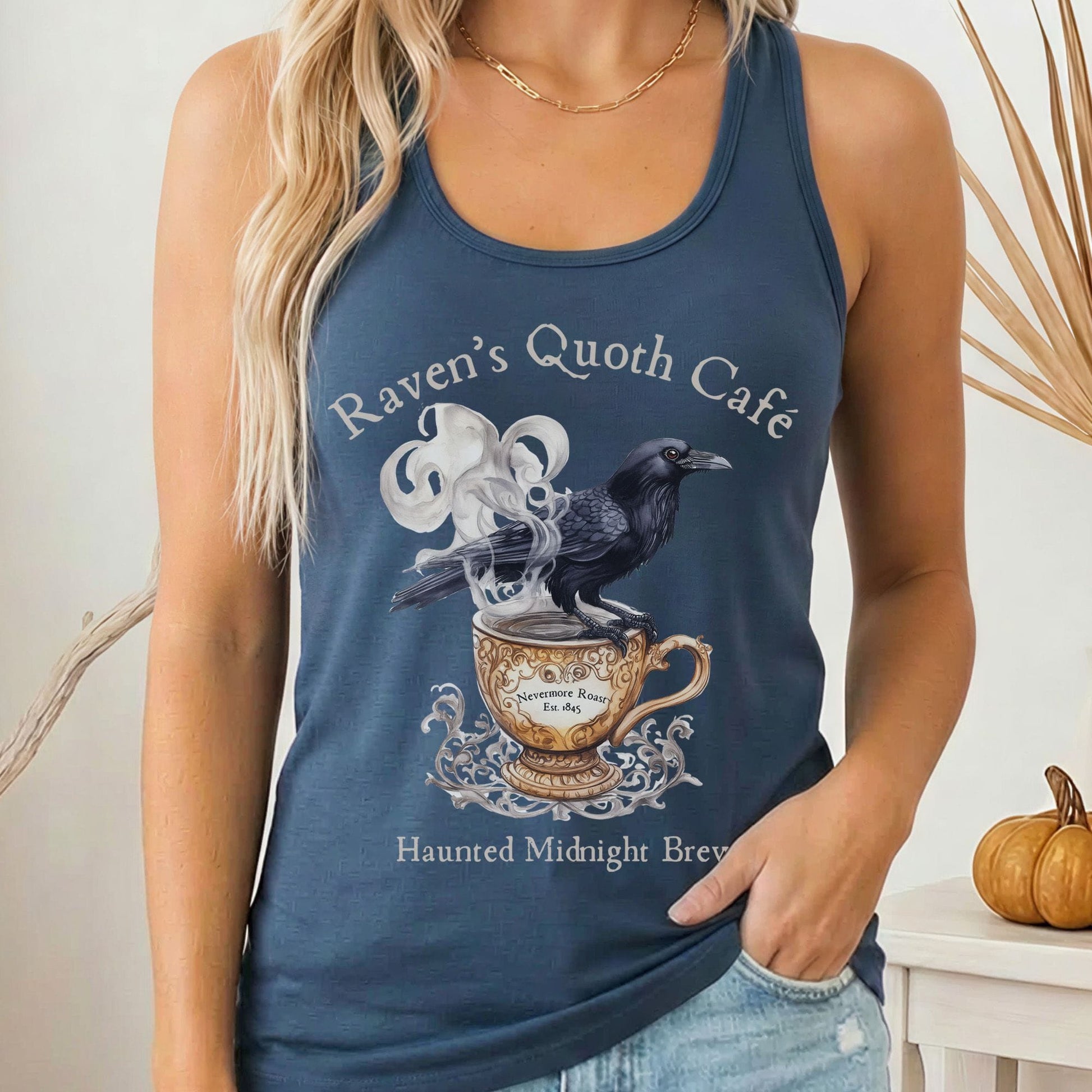 Tank Top Raven Quoth Cafe Haunted Midnight Brews Poe Women's Racerback Tank Top The Mystic Eden