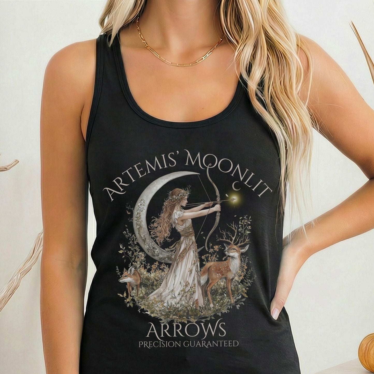 Tank Top Solid Black / XS Artemis' Moonlit Arrows Women's Racerback Tank Top The Mystic Eden