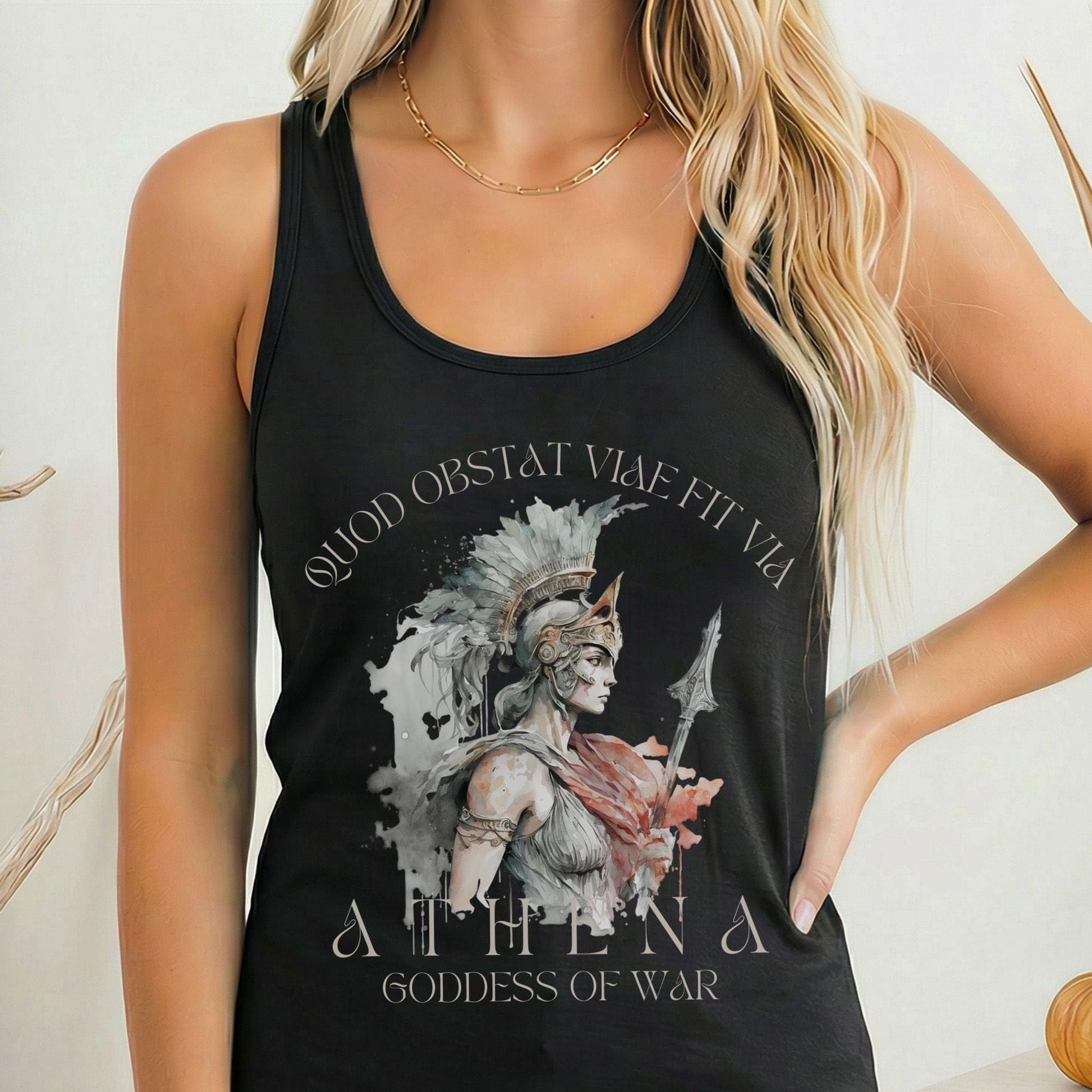 Tank Top Solid Black / XS Athena Greek Mythology Women's Racerback Tank Top The Mystic Eden