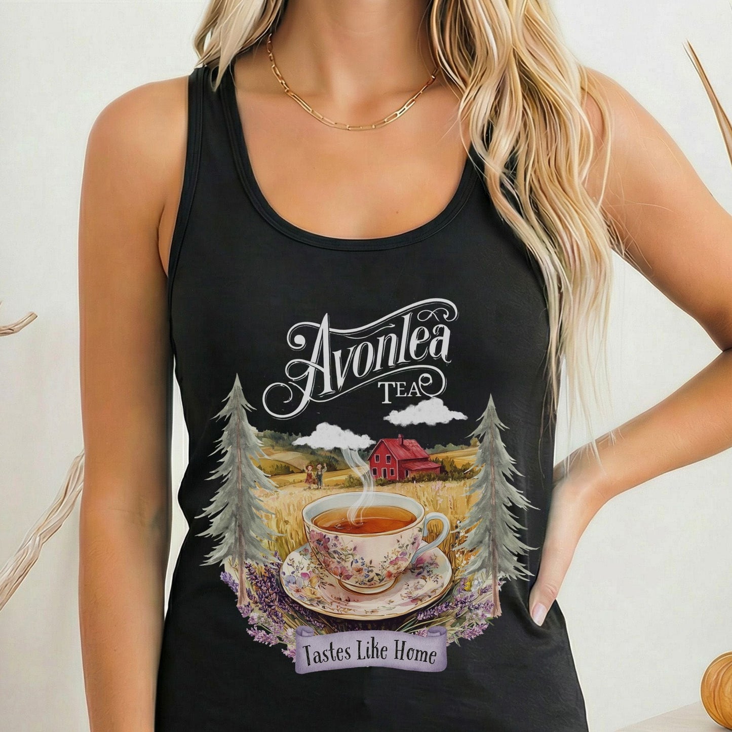 Tank Top Solid Black / XS Avonlea Tee Anne of Green Gables Women's Racerback Tank Top The Mystic Eden
