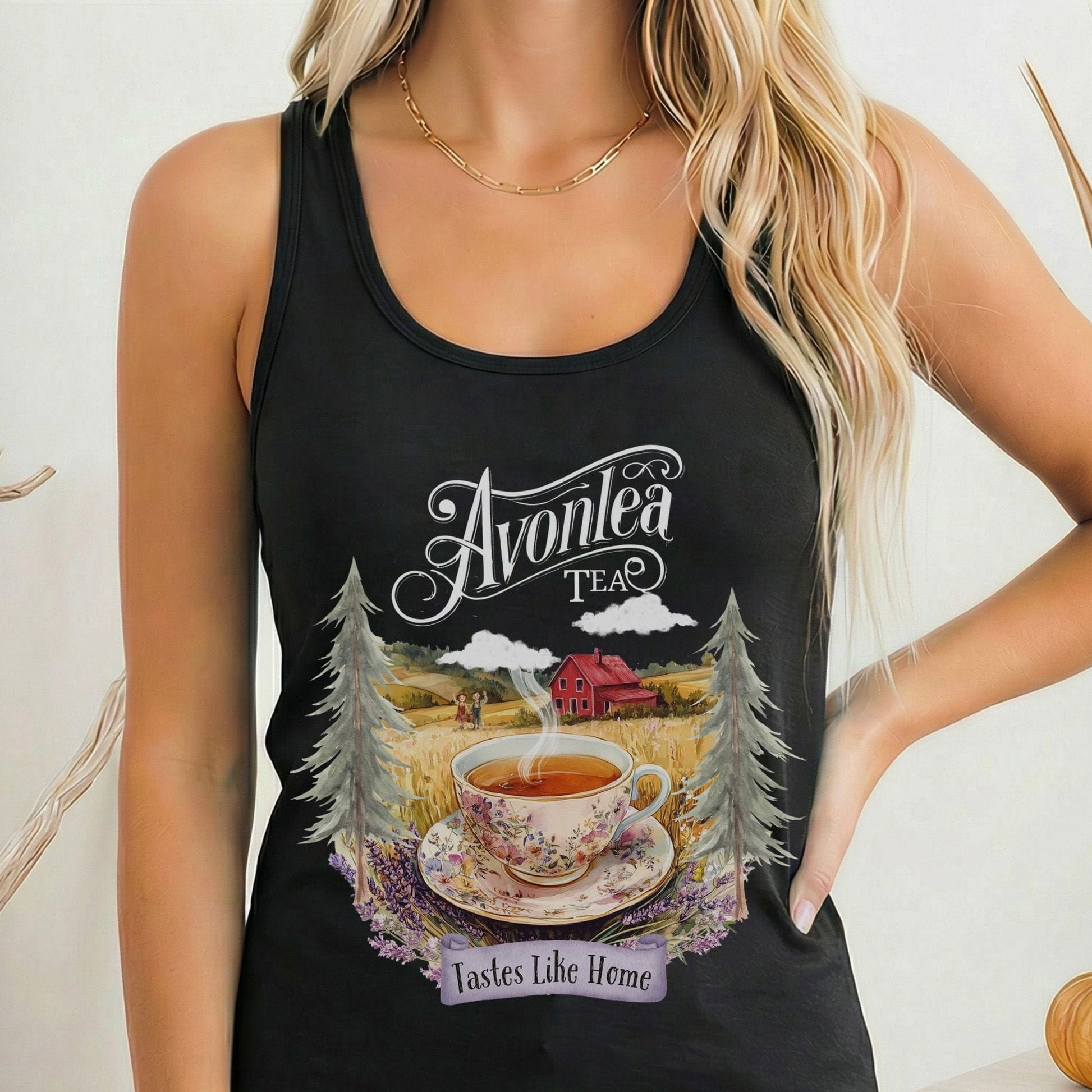 Tank Top Solid Black / XS Avonlea Tee Anne of Green Gables Women's Racerback Tank Top The Mystic Eden