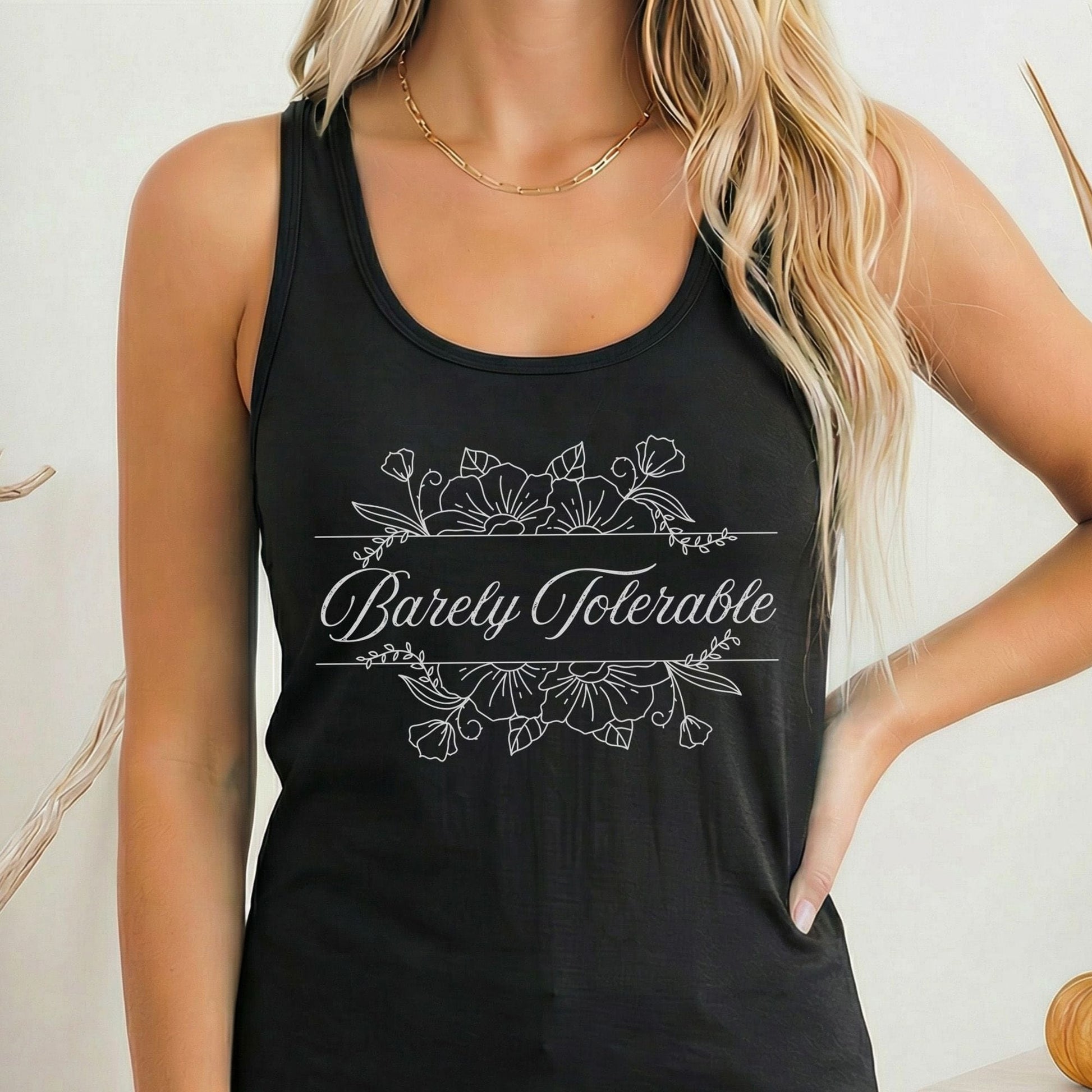 Tank Top Solid Black / XS Barely Tolerable Jane Austen Women's Racerback Tank Top The Mystic Eden