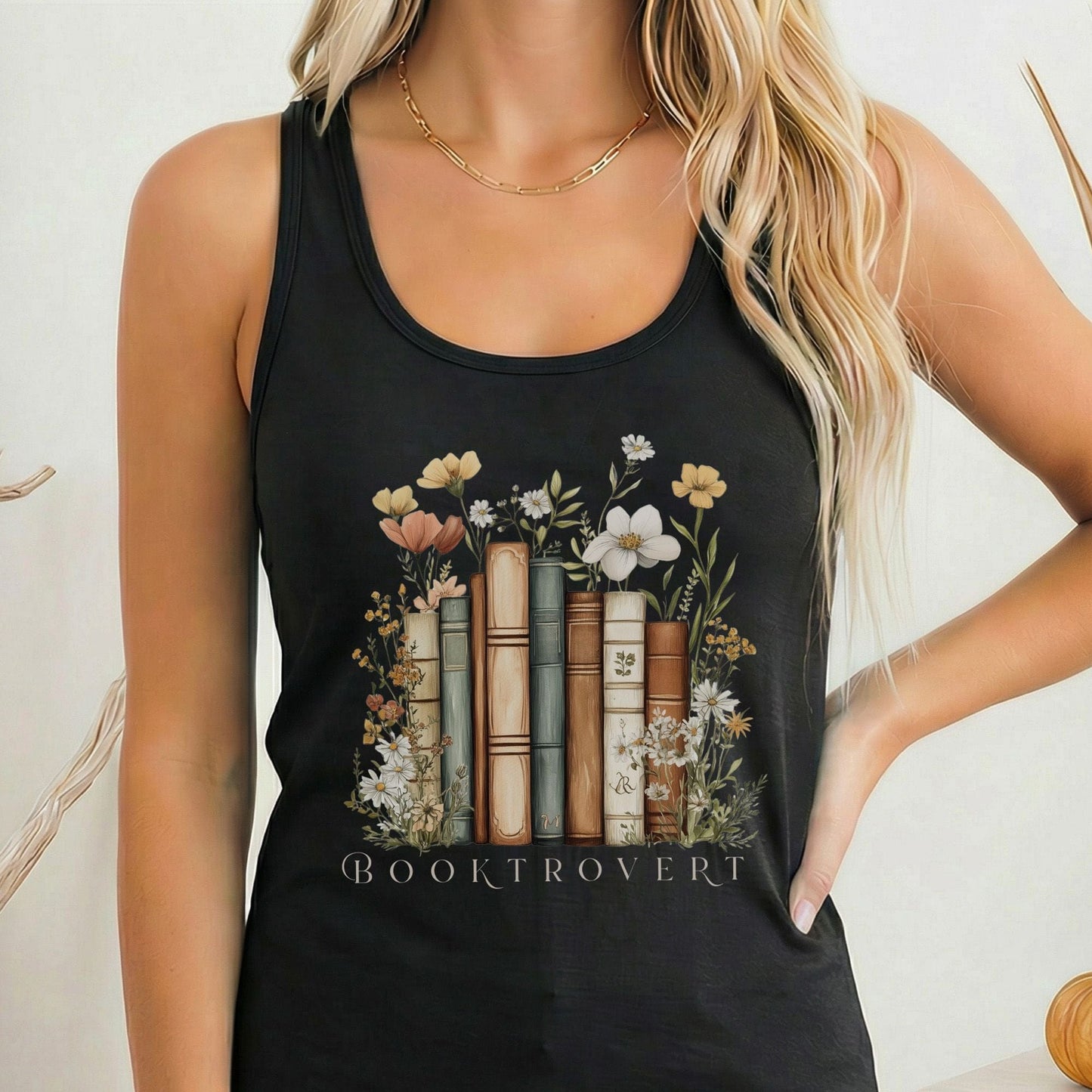 Tank Top Solid Black / XS Booktrovert Bookish Women's Lightweight Racerback Tank Top The Mystic Eden