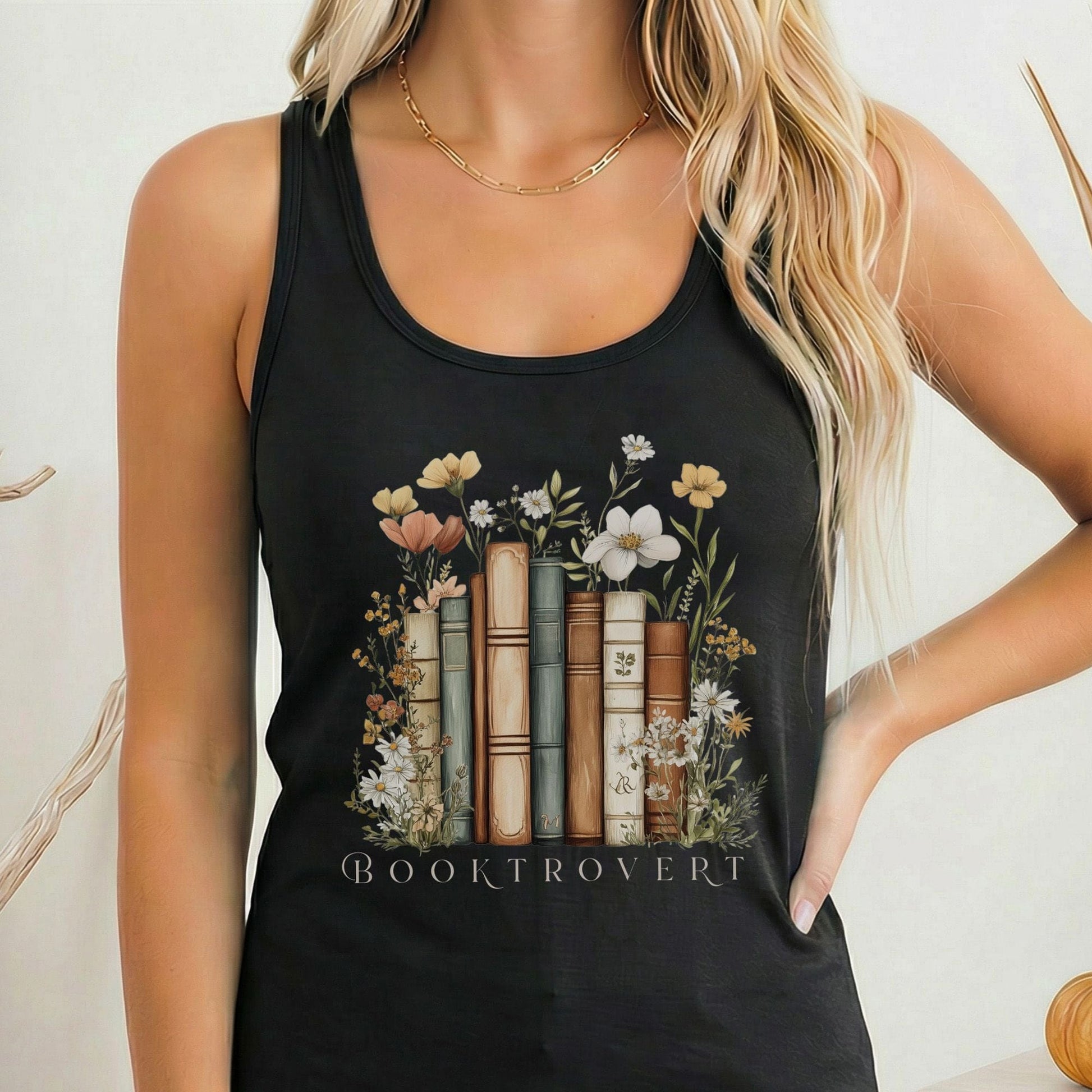 Tank Top Solid Black / XS Booktrovert Bookish Women's Lightweight Racerback Tank Top The Mystic Eden