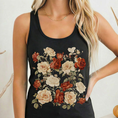 Tank Top Solid Black / XS Dark Academia Roses Women's Racerback Tank Top The Mystic Eden