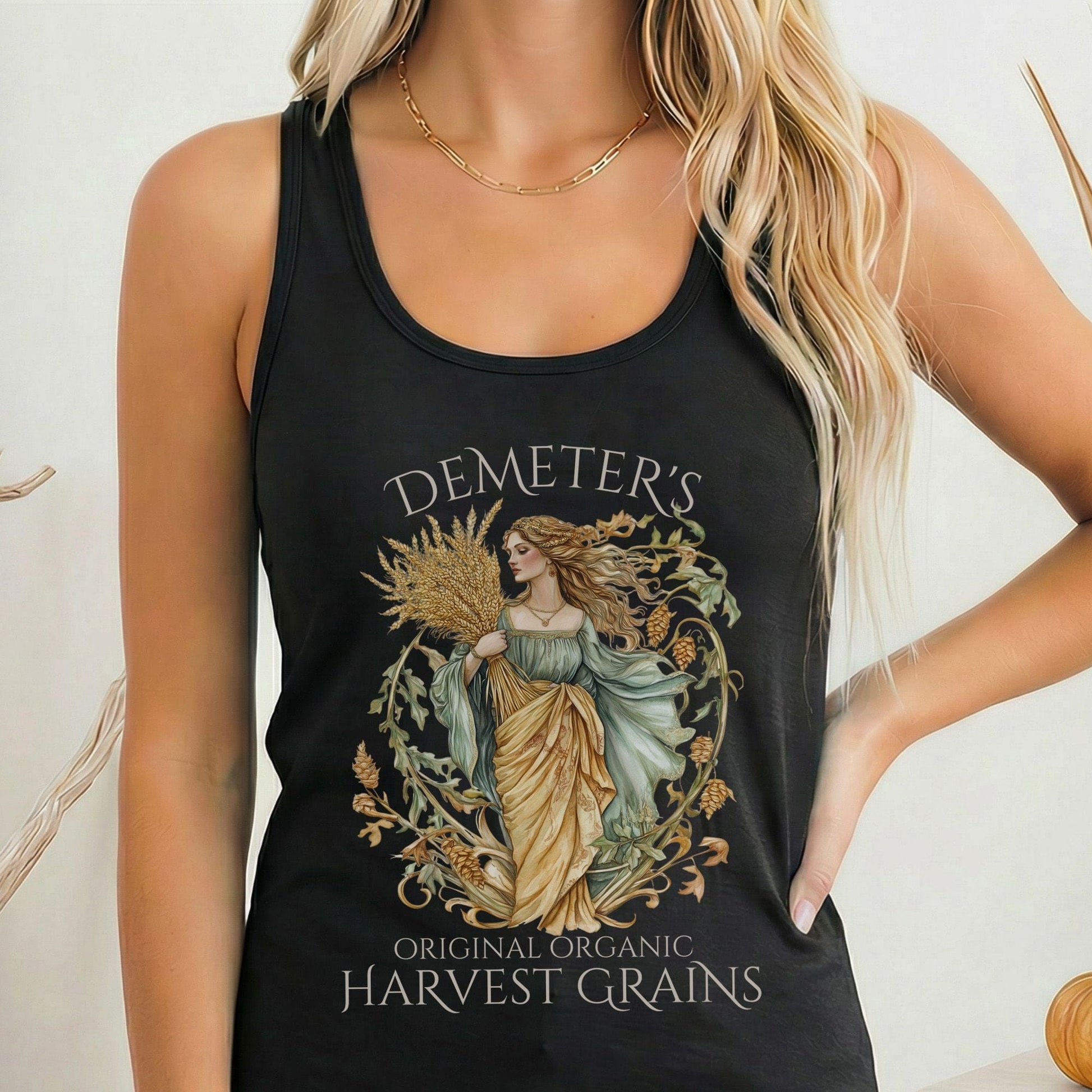 Tank Top Solid Black / XS Demeter's Original Organic Harvest Grains Women's Racerback Tank Top The Mystic Eden
