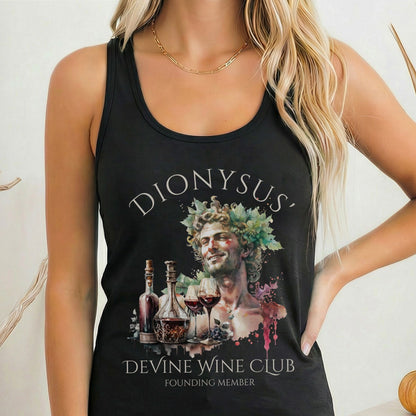Tank Top Solid Black / XS Dionysus' Divine Wine Club God of Wine Women's Lightweight Tank Top The Mystic Eden