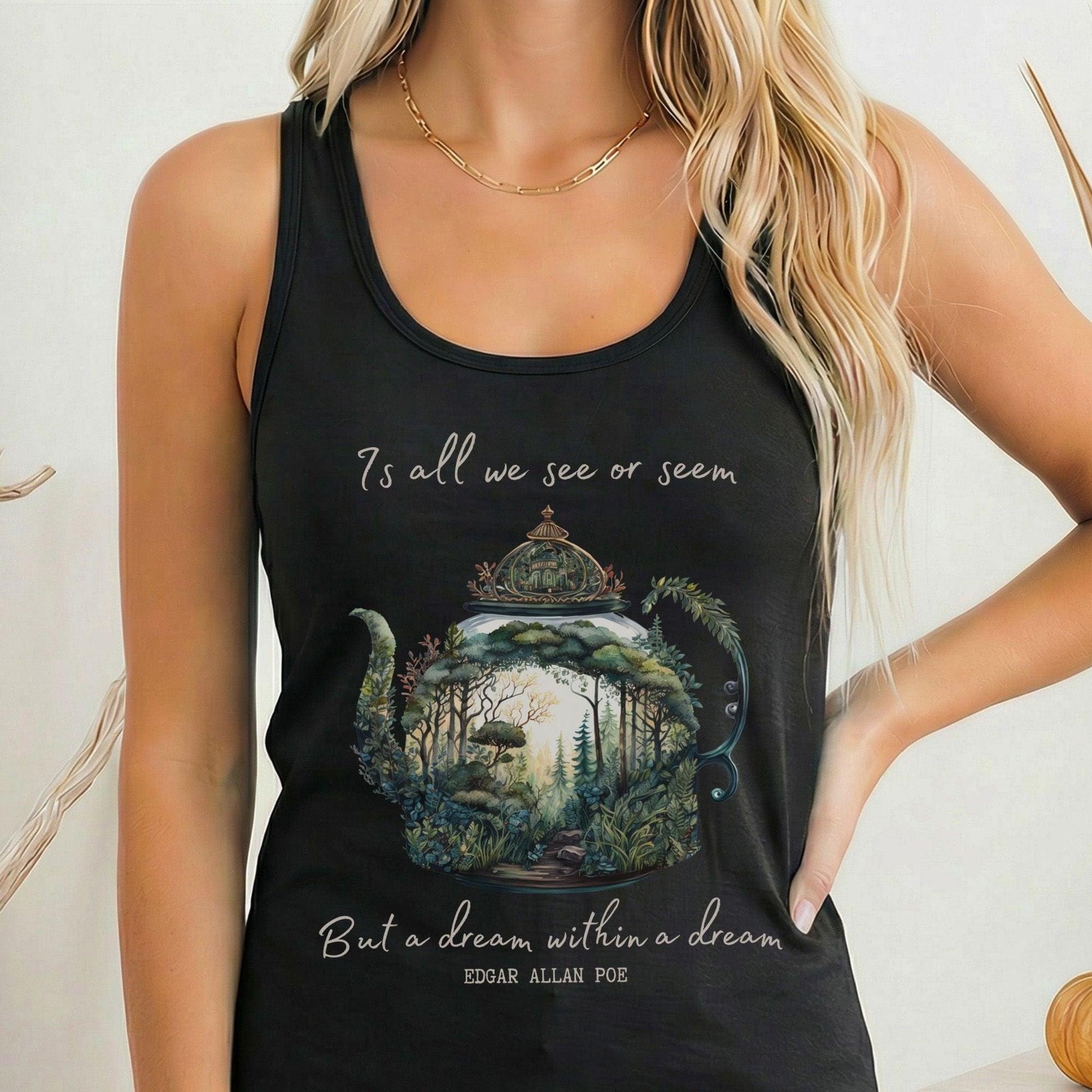 Tank Top Solid Black / XS Dream Within A Dream Poe Women's Racerback Tank Top The Mystic Eden