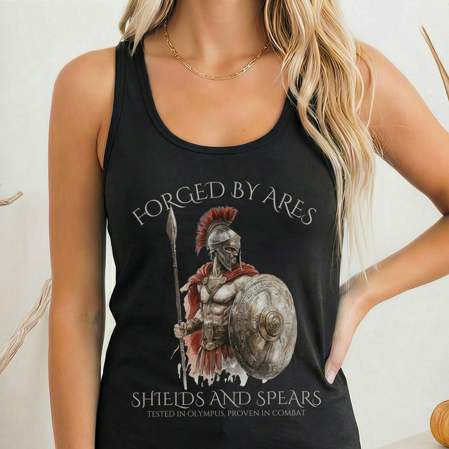 Tank Top Solid Black / XS Forged By Ares Shields & Spears Women's Racerback Tank Top The Mystic Eden
