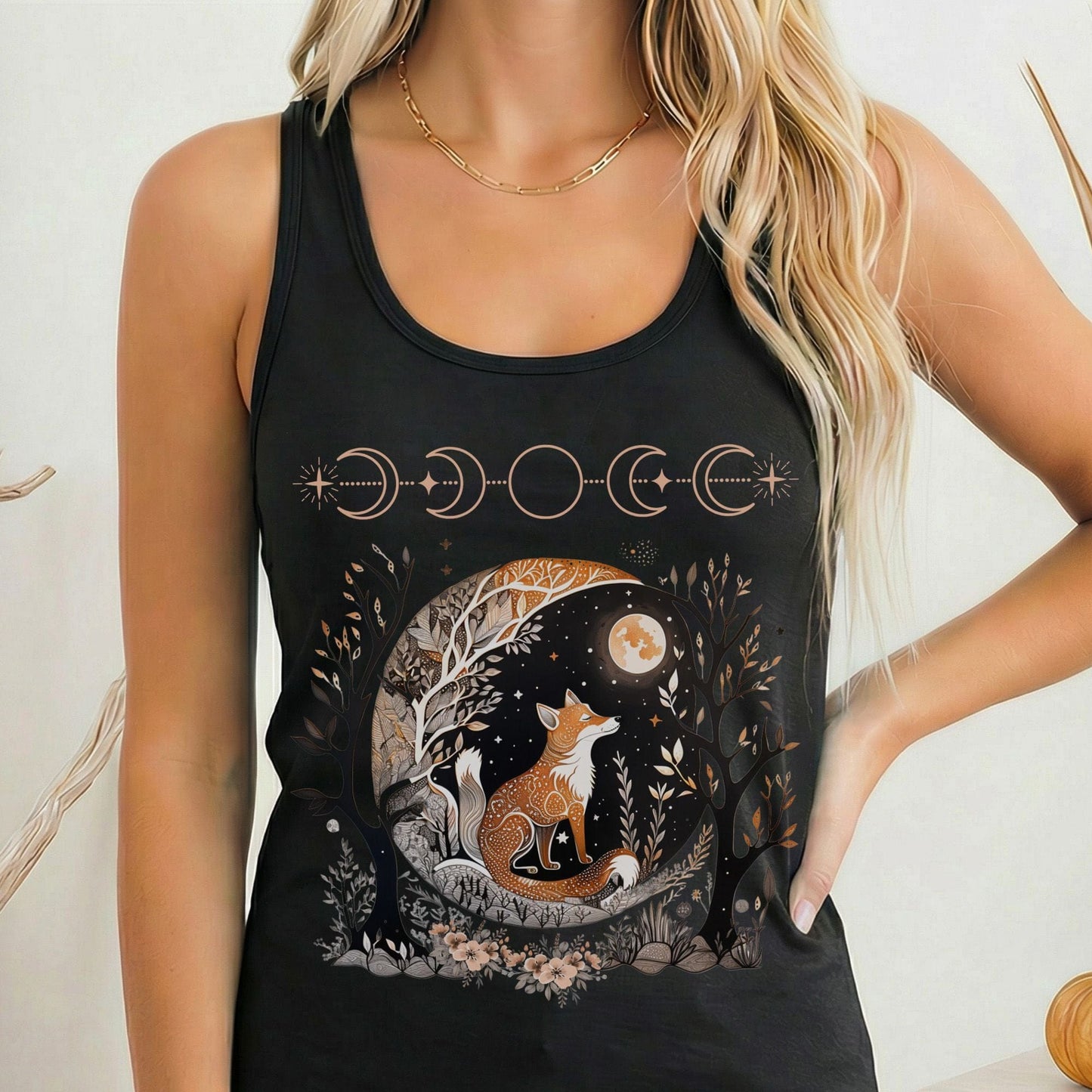Tank Top Solid Black / XS Fox Whimsigoth Women's Racerback Tank Top The Mystic Eden