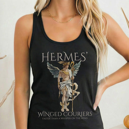 Tank Top Solid Black / XS Hermes' Winged Couriers Women's Racerback Tank Top The Mystic Eden