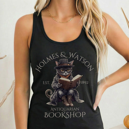 Tank Top Solid Black / XS Holmes & Watson Antiquarian Bookshop Sherlock Holmes Women's Racerback Tank Top The Mystic Eden