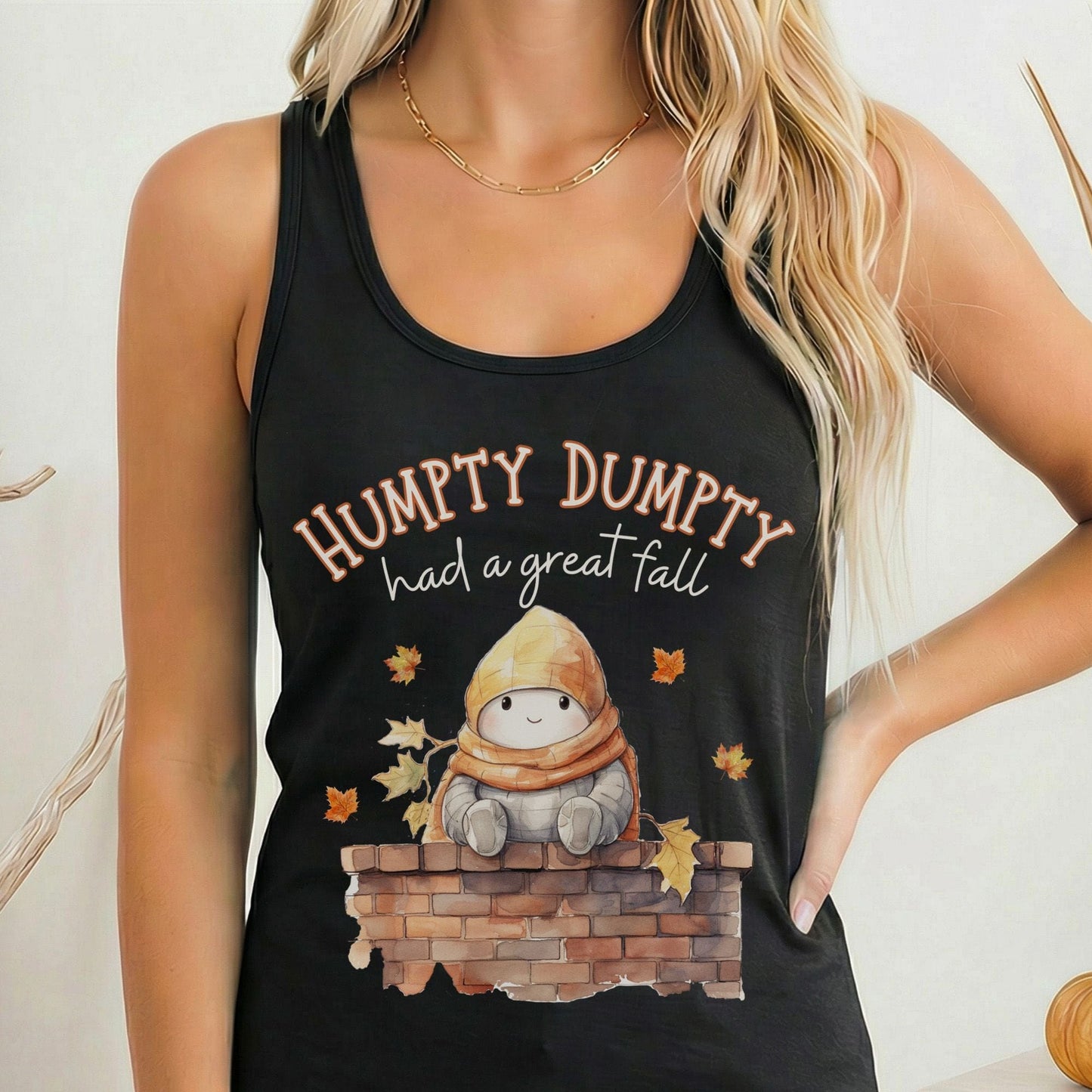 Tank Top Solid Black / XS Humpty Dumpty Had a Great Fall Women's Racerback Tank Top The Mystic Eden