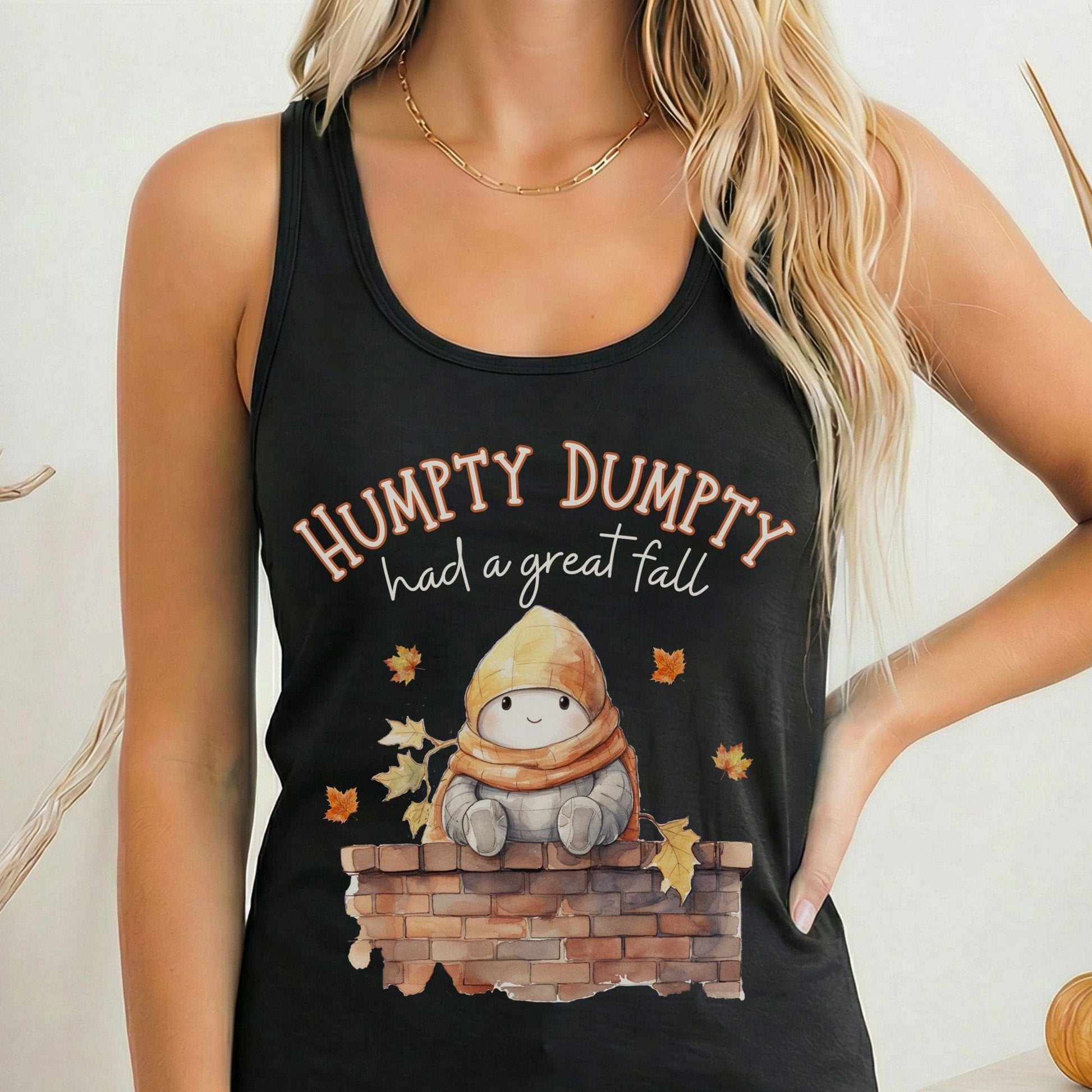 Tank Top Solid Black / XS Humpty Dumpty Had a Great Fall Women's Racerback Tank Top The Mystic Eden