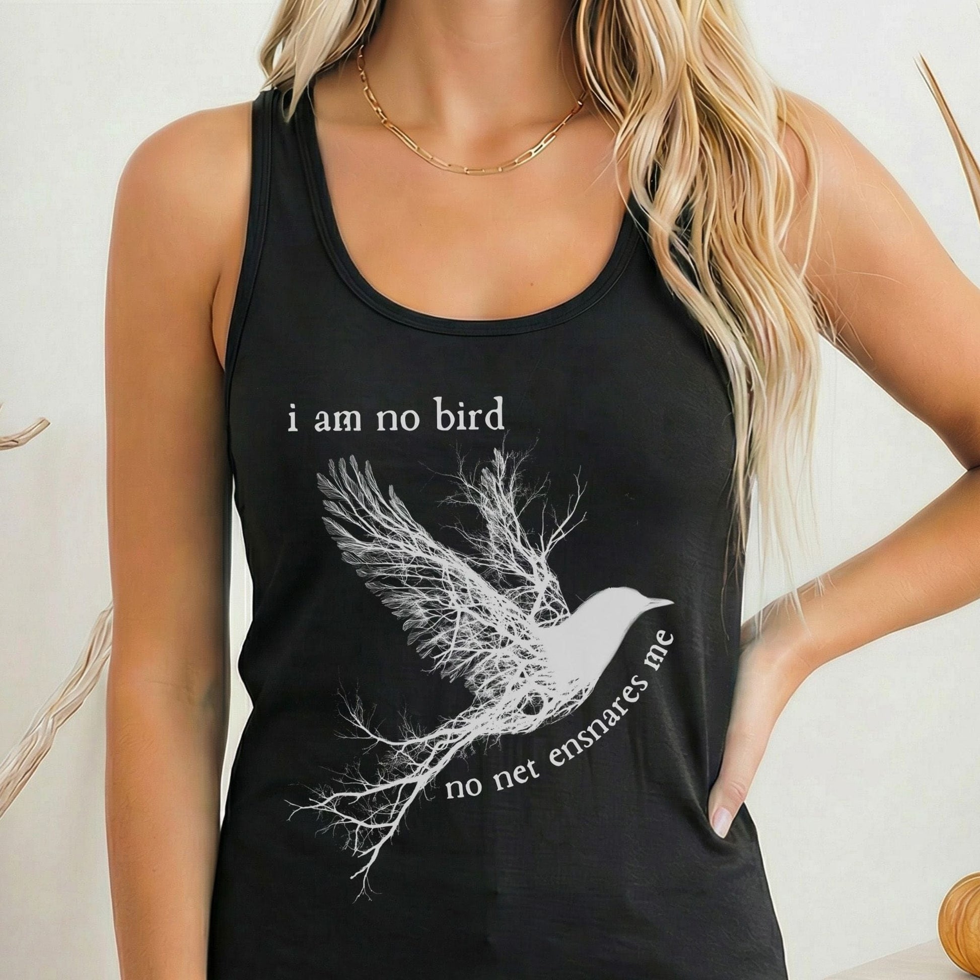 Tank Top Solid Black / XS I am no bird Jane Eyre Charlotte Brontë Women's Racerback Tank Top The Mystic Eden